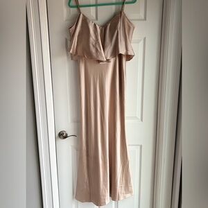 Revelry Convertible Satin Dress in Gold Champagne